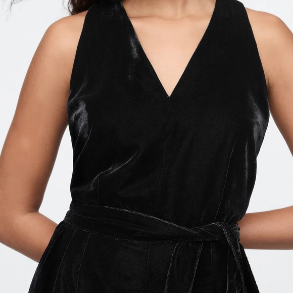 Black Soft Velvet Jumpsuit. - Picture 3 of 5